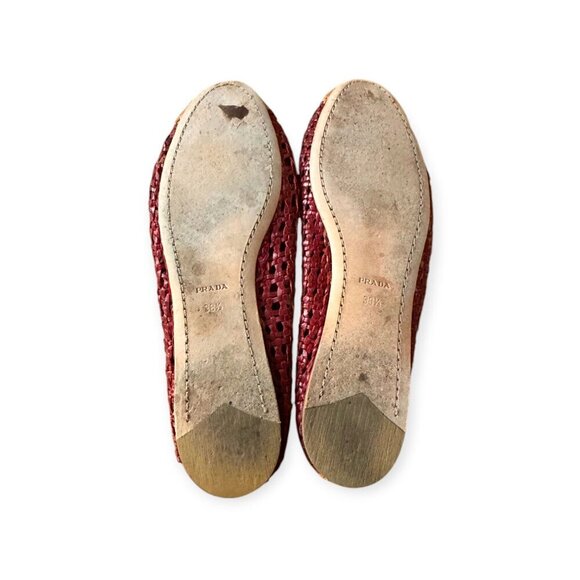 Prada Round Toe Multicolor Woven Leather ballerinas Flats, Size 38.5 EU - Picture 7 of 12